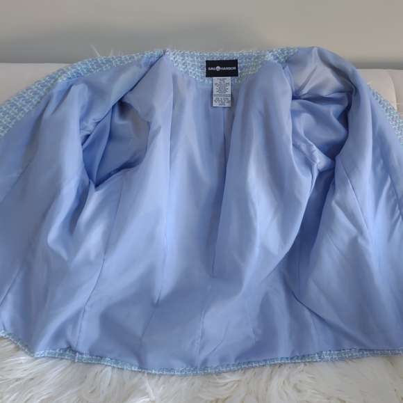 Blazer Size 18 SAG HARBOR Turn Lock Closure  Quarter Sleeve Pastels Plus Size - Picture 10 of 15
